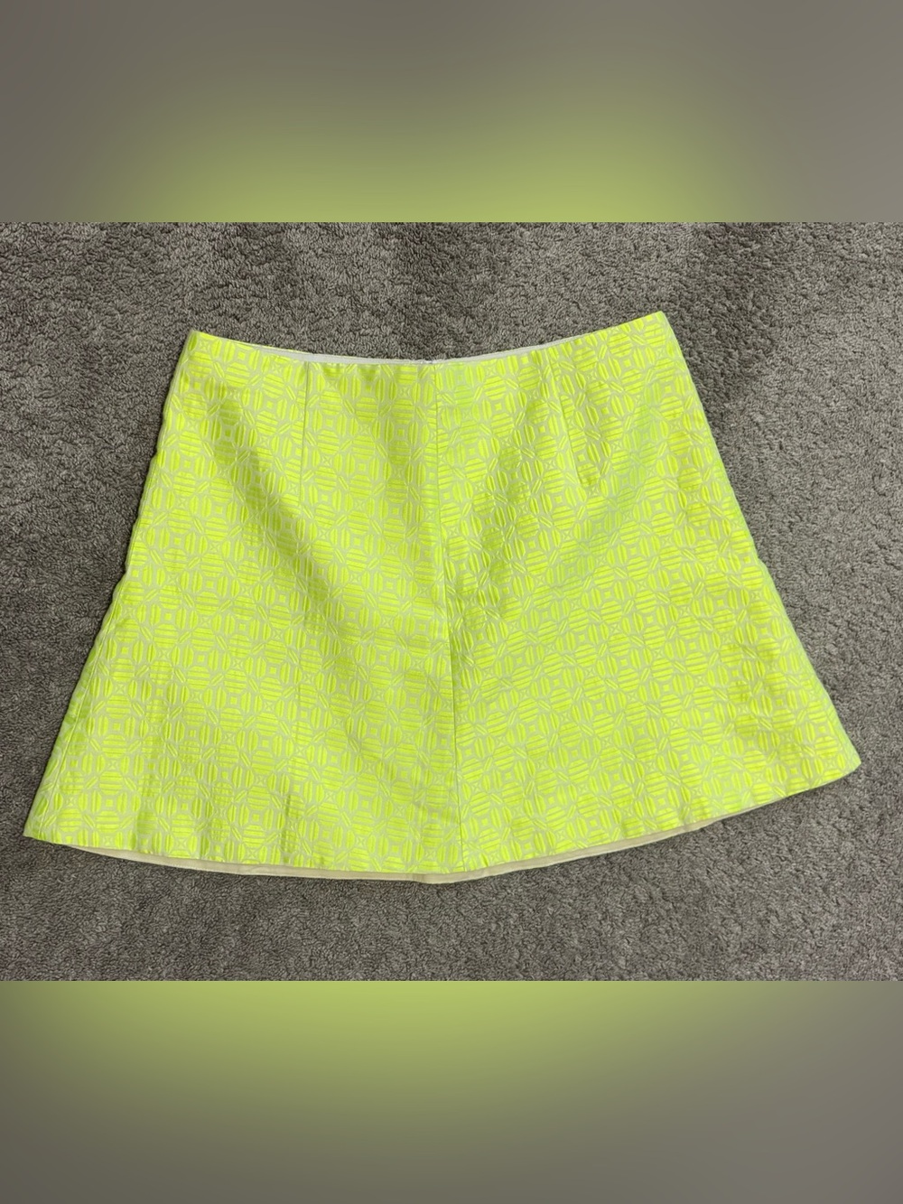 J. Crew Neon Yellow Geometric Jacquard Mini Skirt